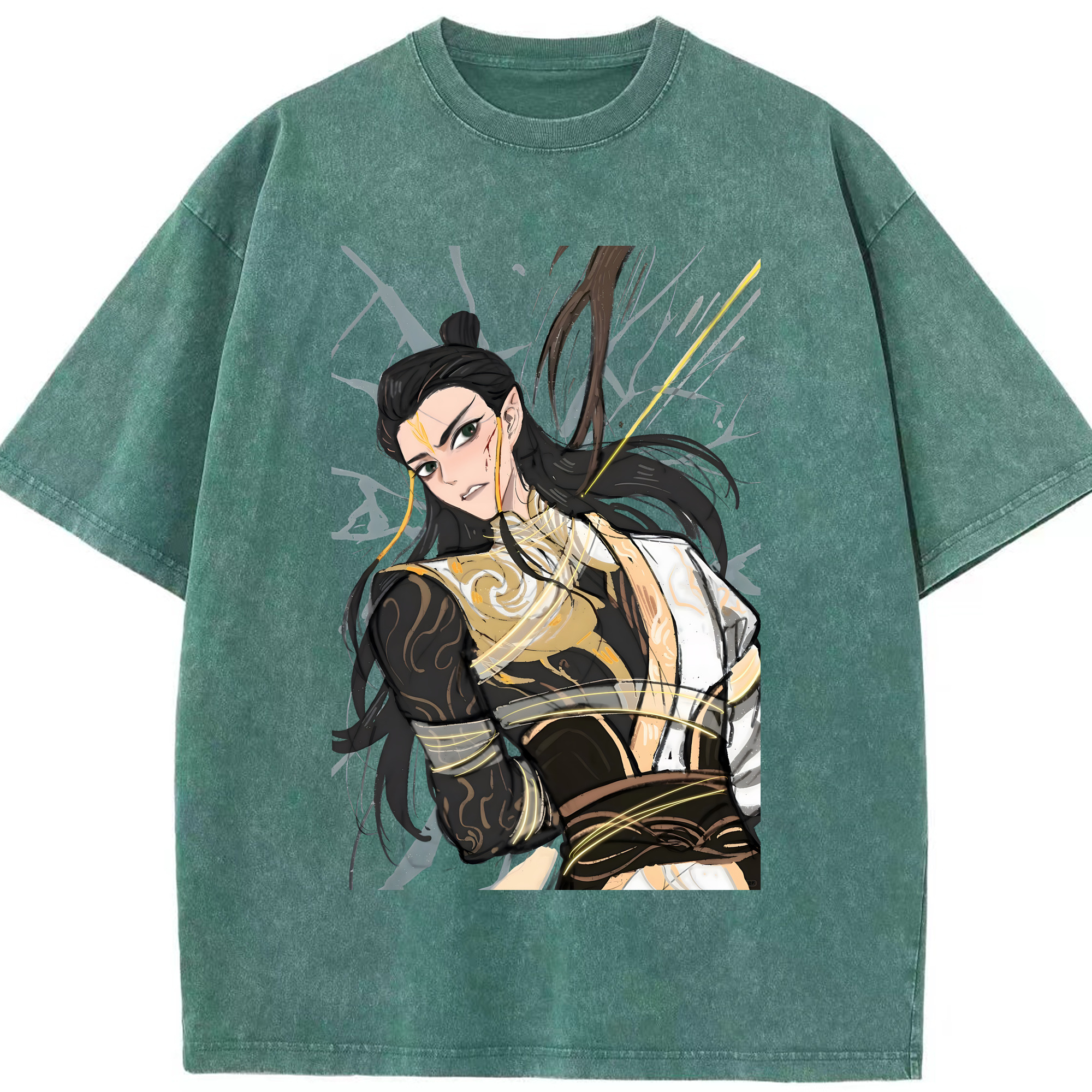 （画像用） Ne Zha 2 ナタ 魔童の大暴れ 綿100% ヴィンテージ風 半袖Tシャツ（フロントプリント）